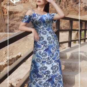 Maxivestido Blanco con Azul